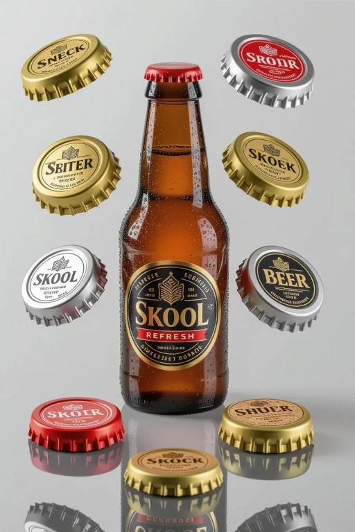 Garrafas de cerveja com tampas personalizadas